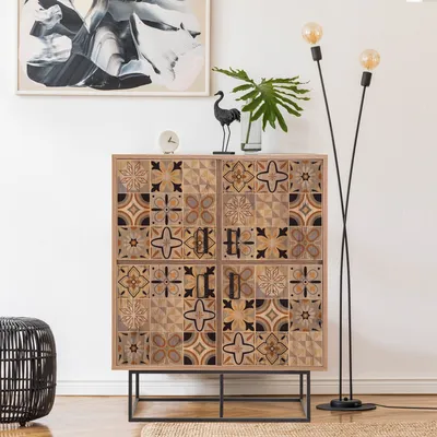 Obrázok produktu pre Skye Decor, Quantum Solo - Retro, viacúčelová skrinka, borovica atlantická, 100 % MELAMÍNOM POTRIEBENÉ DOSKY, 93 x 36 x 115 cm
