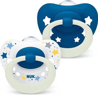Produktbild von NUK Signature Night Schnuller Silikon Gr.3 – Blau, Leuchtend