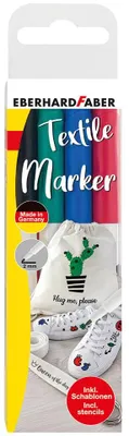 Textilmarker-Set mit 4 Stiften & Schablonen, waschbar