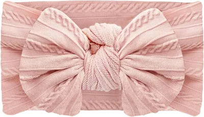 Productafbeelding van Set van 2 tulbandhoofdbanden voor babymeisjes – zachte, elastische nylon haarbanden in roze en wit voor pasgeborenen en peuters