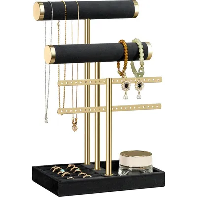 Produktbild von Minicee Schmuckständer Schwarz – Schmuckhalter für Ohrringe, Ketten & Armbänder