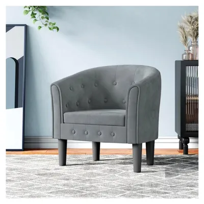 Produktbild von Dunkelgrauer Samt Clubsessel Loungesessel Relaxsessel Polstersessel Bürosessel