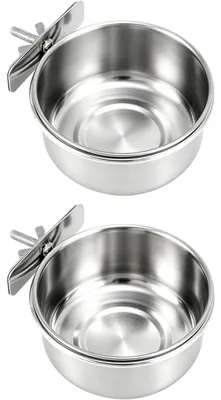 Obrázek produktu pro Nerezové misky pro ptáky, určené k zavěšení, 2 kusy, krmítko a napáječka pro klec ptáků