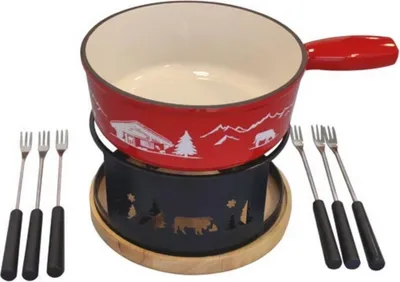Image de Service à fondue rouge - Table&cook - 3008189SETF-22 - montagne rouge & chamonix