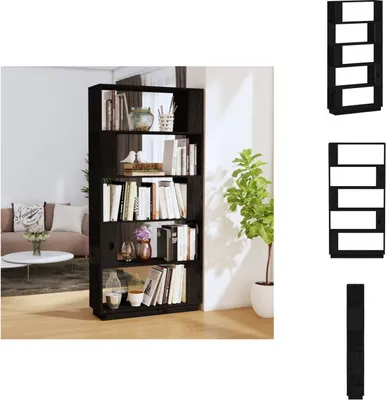 Immagine prodotto di vidaXL Libreria/divisorio nero 80x25x163,5 cm in legno di pino massiccio - Librerie e scaffali
