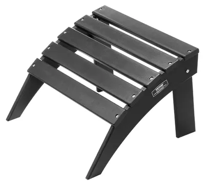 Productafbeelding van VEVOR Adirondack-voetenbank, 47,7 x 49,7 x 33 cm (L x B x H), inklapbaar, gemaakt van HDPE-kunststof, veel gebruikt buitenshuis, op het gras, in de tuin, zwart