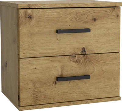 Produktbild von Nachttisch - Nachtkästchen - Nachtschrank - mit 2 Schublade - 48x35x50 cm B/T/H - Eiche Artisan - Beistelltisch für Schlafzimmer - Bettkommode - GODA