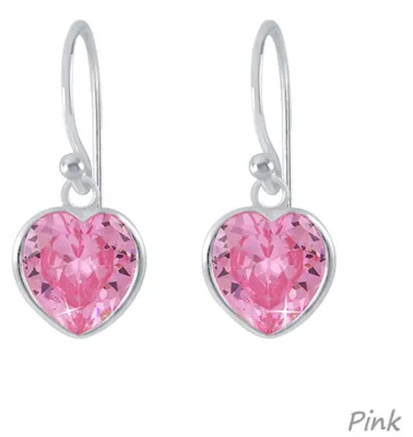 Produktbild von Herz Ohrringe: 925 Silber Ohrhänger mit Zirkonia Pink