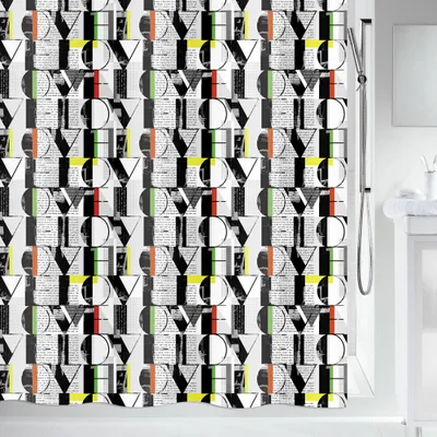 Produktbild von Spirella Anti-Schimmel Duschvorhang - Anti-Bakteriell, waschbar, wasserdicht, Polyester, „Pop“ 180x200cm Schwarz