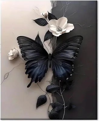 Produktbild von Malen nach Zahlen Erwachsene, Schmetterling Malset, 40x50 cm, inklusive Acrylfarben und Pinsel