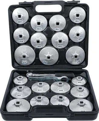 Produktbild von KRAFTMANN 1035 Ölfilterkappen-Satz aus Aluminium-Druckguss, 23-tlg.