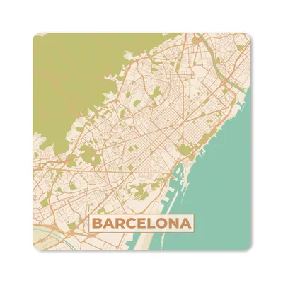 Produktbild von MuchoWow® Mauspad Mousepad Karte - Barcelona - Stadtplan - Vintage 20x20 cm - Mousepads - Maus Mat - Pad - Mausunterlage - Desk Mat - Bureauartikeln