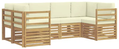 Productafbeelding van vidaXL Buitenloungeset, 6-delig, wit en crème, polyester