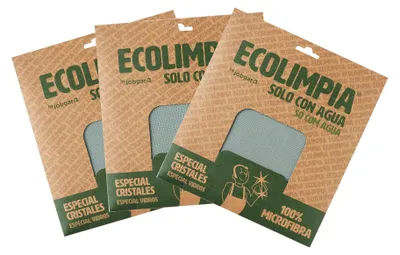Produktbild von Ecolimpia - Packung mit 3 Mikrofasertüchern für Glas, nur mit Wasser reinigen, h