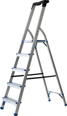 Produktbild von pavo Alu-Klappleiter 5 Stufen silber / blau aus Aluminium