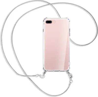 Produktbild von Handykette Backcover-Schutzhülle mit Band (Metall silberfarben) für Apple iPhone 7 Plus / 8 Plus - silberfarbene Kette Snake