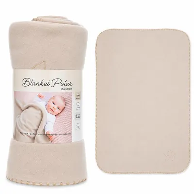 Zdjęcie produktu dla Lorelli kocyk dziecięcy Polar rozmiar 75 x 100 cm, przytulny kocyk, poliester, od urodzenia beżowy, Obraz wygenerowany przez AI