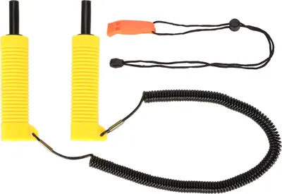 Immagine prodotto di Set di picconi da ghiaccio con fischietto di segnalazione, retrattili e maneggevoli per le emergenze durante la pesca sul ghiaccio, giallo