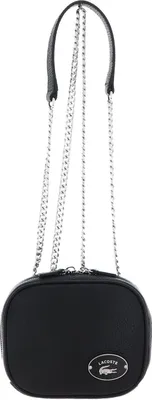 Image de LACOSTE Cuir sac à épaule bandoulière Origin Croc Square Crossover Bag Noir