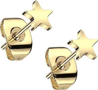 Produktbild von Ohrstecker Stern verschiedene Farben aus Titan für Damen gold