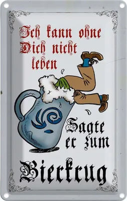 Produktbild von vianmo Blechschild 30x20 cm Bier kann nicht ohne dich leben Spruch Zitat