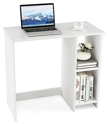 Image de Petit bureau avec 2 tiroirs, blanc, dimensions : 80 x 40 x 74 cm