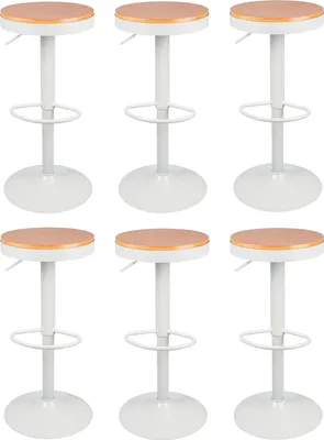 Produktbild von 6er Set Barhocker Sitzfläche aus holz Barstuhl Tresenhocker Küchenstühle Weiß