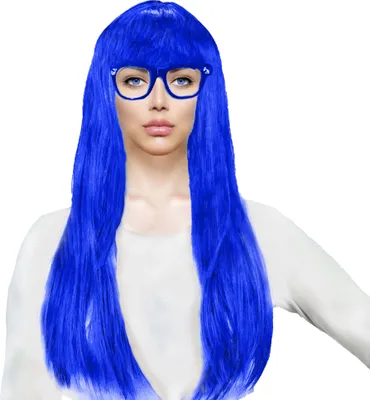 Produktbild von Perücke Wig langhaar, Fasching Karneval Halloween Motto Party, blau