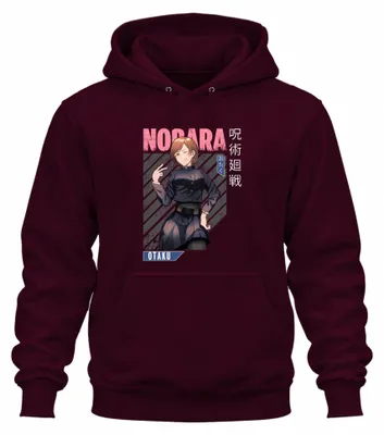 Obrázok produktu pre Nobara Jujutsu Kaisen Anime estetika Otaku darček Manga Vintage Uni mikina s kapucňou, bordová, XXL