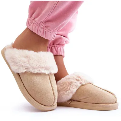 Produktbild von Damen Pantoffeln Slipper mit Kunstfell Hellbeige Pinky 36