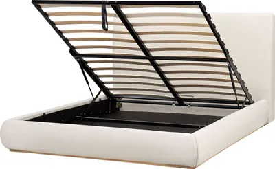 Obrázek produktu pro BELIANI Postel s úložným prostorem světle béžová látka čalounění polyester 160 x 200 cm s čelem moderní styl ložnice