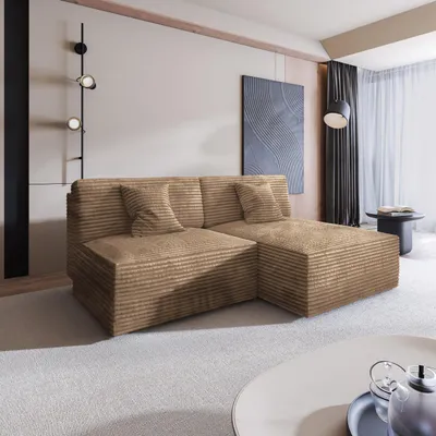 Produktbild von Masseno Ecksofa FIORO mit Schlaffunktion L-Form, Sofa mit Bettkasten, Wohnzimmersofa, Couch, Soffa, Bettsofa, Couchgarnitur- Beige, TILIA 17