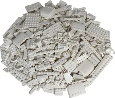 A pile of white LEGO bricks.