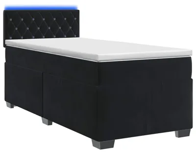 Productafbeelding van vidaXL Boxspringbed met matras en LED-verlichting, zwart, 90 x 190 cm, fluweel