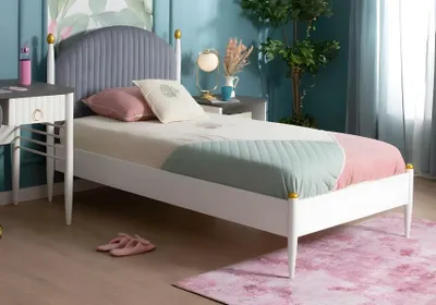 Zdjęcie produktu dla Białe drewniane łóżko o eleganckim designie