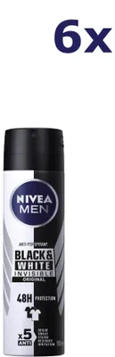 Produktbild von 6x Nivea Deodorant Spray 150ml Men Invisible Black & White Power
