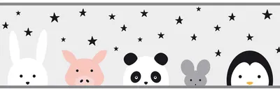 Immagine prodotto di Bordure per la camera dei bambini Profhome 403732-GU leggermente goffrato grigio opaco nero bianco rosa 0,75 m2