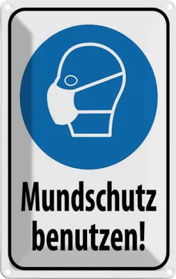 Produktbild von vianmo Blechschild 18x12 cm Mundschutz benutzen Maske Warnschild Hinweisschild Sicherheit Vorsicht