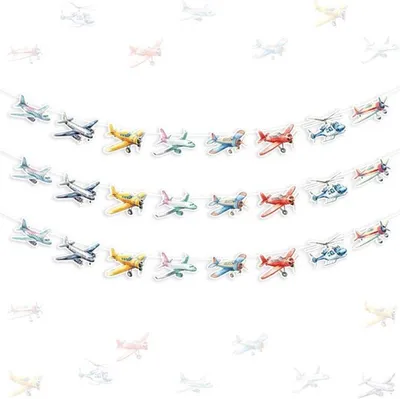 Vintage Flugzeug Geburtstagsfeier Dekorationen - Aquarell Flugzeug Banner und Girlanden für Baby Shower und 1.