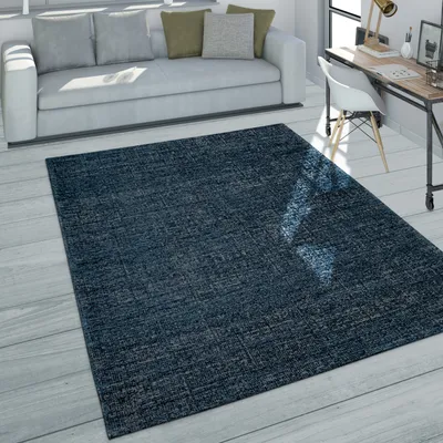 Produktbild von Teppich Wohnzimmer Kurzflor Modernes Meliertes Design In Dunkelgrau Blau Grau Grösse 200x290 cm