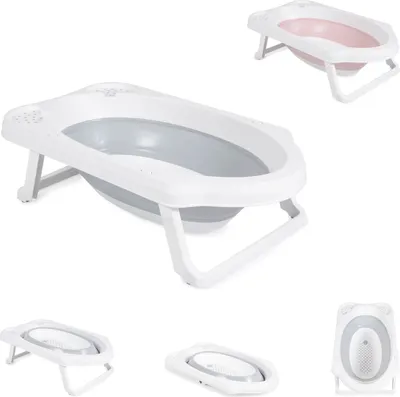 Produktbild von Cangaroo faltbare Babybadewanne Maui, 84 cm lang, Wasserablauf, Ablagefcher grau