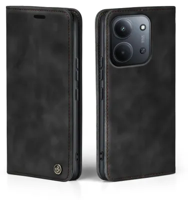 A product shot of a black flip phone case for a Xiaomi Redmi 15C.