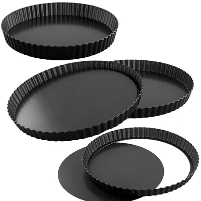 4er Set Quicheform 30 cm, antihaft, mit herausnehmbarem Boden