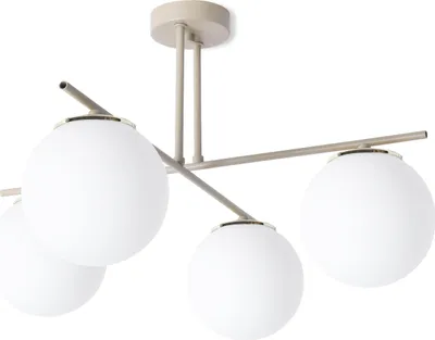Image de Plafonnier Modena cachemire doré à 4 ampoules avec abat-jours blancs E14 – lampe élégante pour le salon