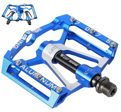 Produktbild von Fahrradpedale CNC Aluminium 3 Dichtlager rutschfest 9/16 Zoll MTB E-Bike Silber Blau