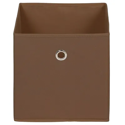 Produktbild von Stoffbox ELA 27x27cm Faltbox im 2er Pack - schöne Aufbewahrungsbox faltbar, einfacher Einschubkorb mit Griff in braun