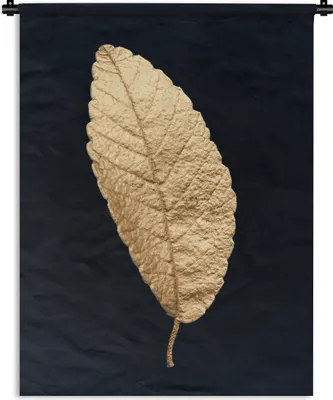 Produktbild von MuchoWow® Wandteppich Wandbehang Schwarz und Gold - Blätter - Schwarz - Pflanzen - Luxus 120x160 cm Tapisserie Dekoration Wandtuch - Wohnzimmer - Moderne