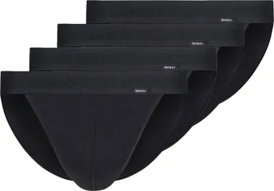 Produktbild von SKINY Herren Tanga-Slip, 4er Pack - Baumwolle Retro, Unterhose, Feinripp, Baumwolle Schwarz L