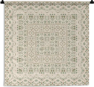 Produktbild von MuchoWow® Wandteppich Wandbehang Perserteppich - Teppich - Muster - Grün 150x150 cm Tapisserie Dekoration Wandtuch - Wohnaccessoires - Modernes