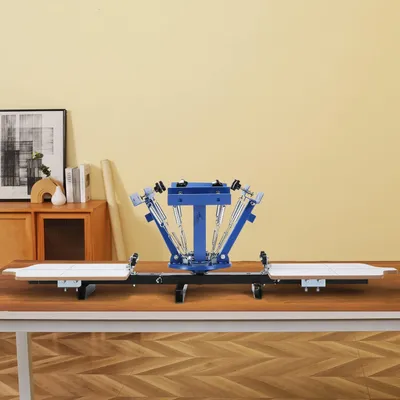 Obrázek produktu pro Sítotisk - Sítotiskový stroj - Otočný o 360° - 54x45cm - Sítotiskový stroj - Nastavitelné napětí - 4 barvy 2 stanice